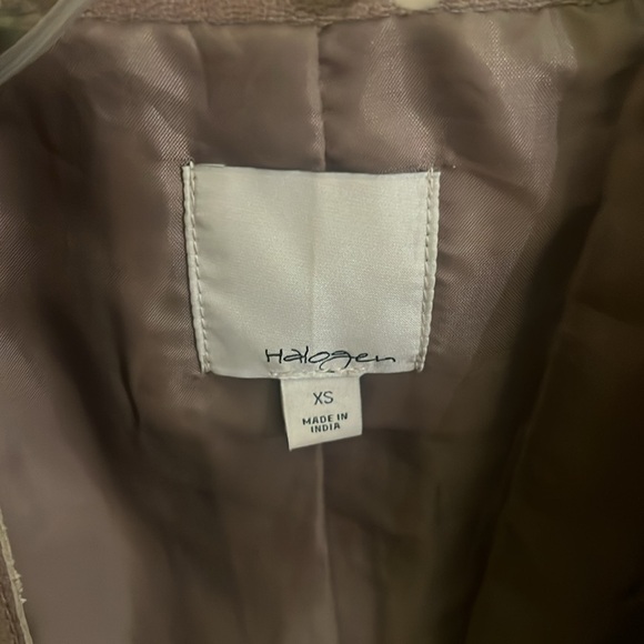 Halogen Leather Crop Jacket -Small Taupe Tan Moto Quilted Knit Stretch Sleeves - Picture 6 of 6